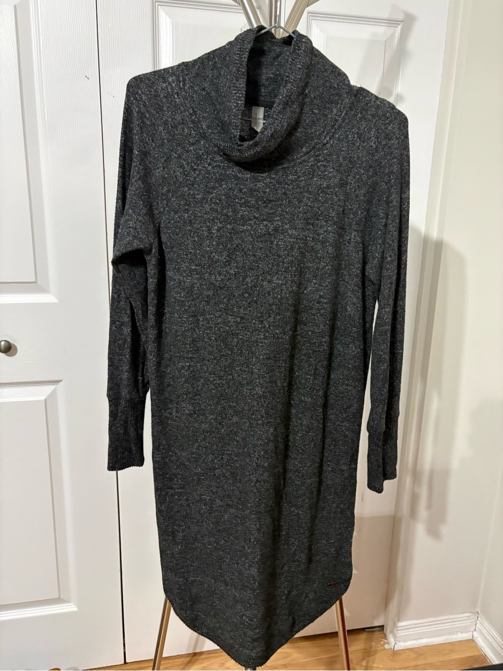 Charcoal Gray Cowl Neck Sweater Dress